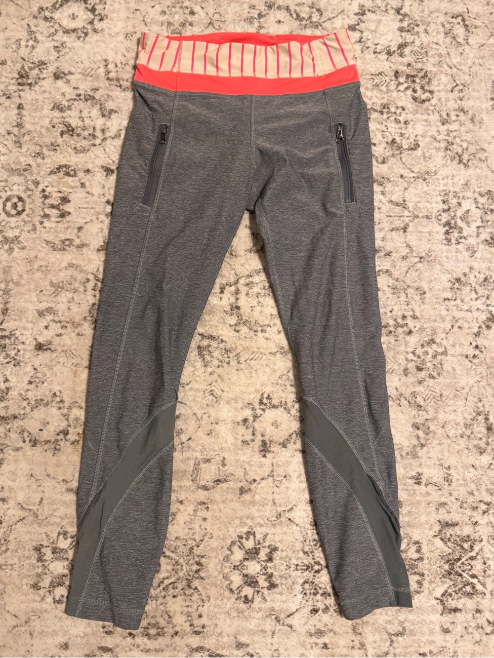 lululemon athletica Gray Leggings with Coral & Cream Waistband